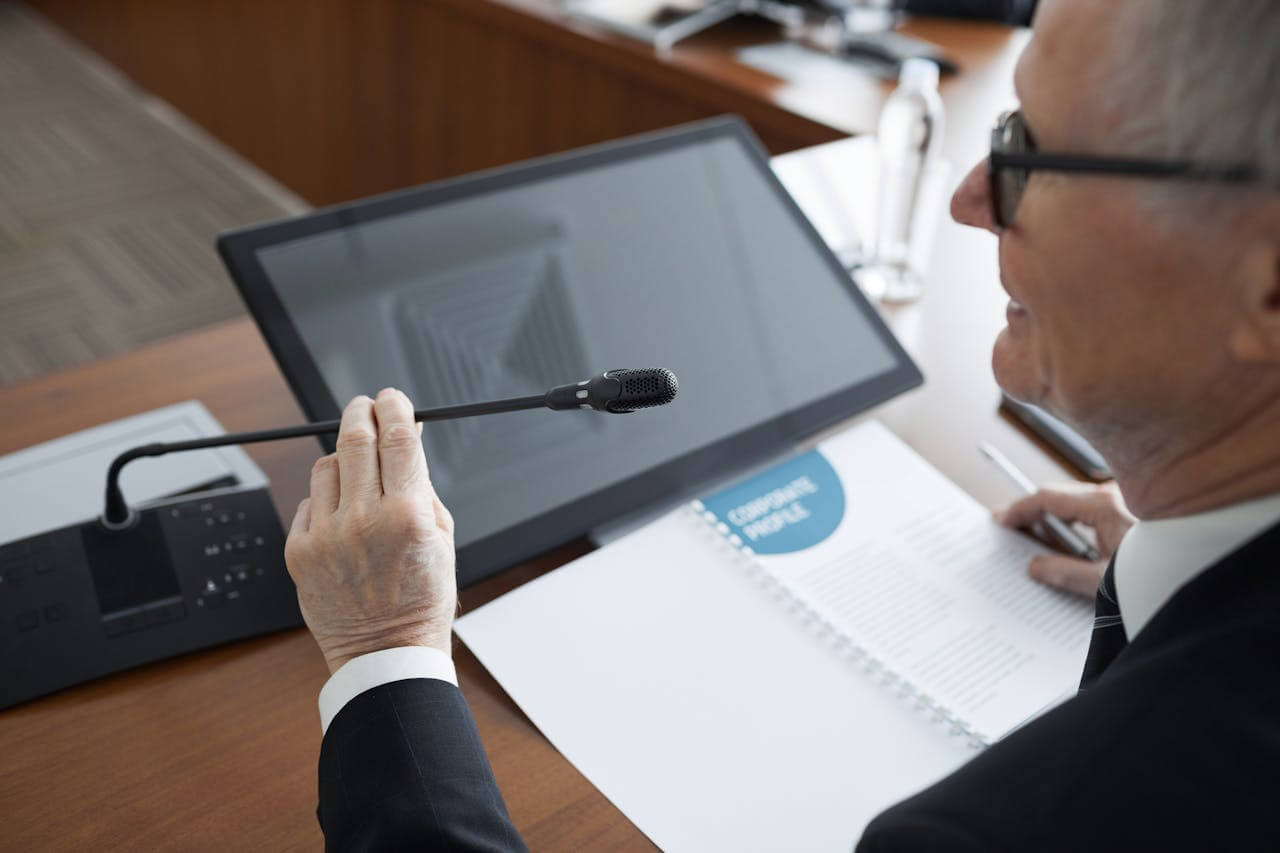 Conference speaker with translation